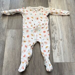 Pekkle Cozy Cream Footed One-Piece Pajamas with Leaf Print - Kids